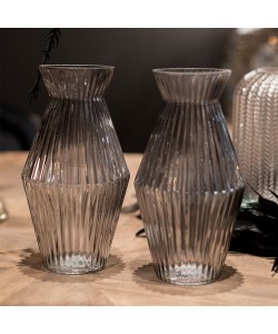 NUVOLA ΒΑΖΟ ΓΥΑΛΙ ΔΙΑΦΑΝΟ ΓΚΡΙ Δ14xΥ25cm