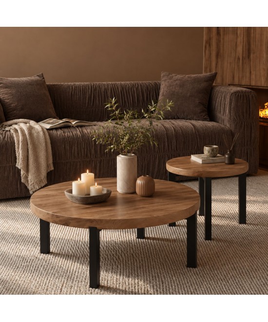 BOBBA COFFEE TABLE SONOMA ΜΑΥΡΟ 80x80x45cm
