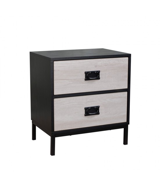 FACTORY ΚΟΜΟΔΙΝΟ 2ΣΥΡΤΑΡΙΑ ΜΑΥΡΟ OAK SONOMA DECAPE 50x35xH55cm