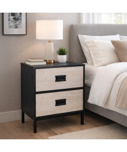 FACTORY ΚΟΜΟΔΙΝΟ 2ΣΥΡΤΑΡΙΑ ΜΑΥΡΟ OAK SONOMA DECAPE 50x35xH55cm