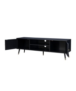 VIENNA TV STAND ΜΑΥΡΟ ΜΕ RATTAN 150x39xH49cm VIENNA TV STAND ΜΑΥΡΟ ΜΕ RATTAN 150x39xH49cm