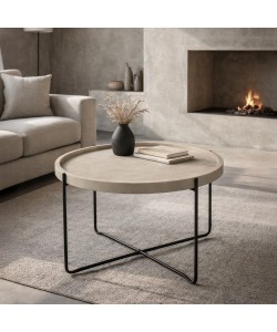 FUN COFFEE TABLE CEMENT ΜΑΥΡΟ D63xH42cm