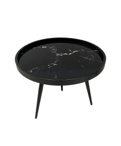 MARM COFFEE TABLE ΜΑΥΡΟ ΜΕ PATTERN ΜΑΥΡΟ D60xH45cm