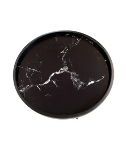 MARM COFFEE TABLE ΜΑΥΡΟ ΜΕ PATTERN ΜΑΥΡΟ D60xH45cm