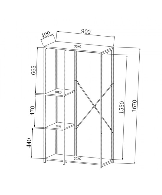 MODE ΝΤΟΥΛΑΠΑ SONOMA ΜΑΥΡΟ 90x40xH167cm