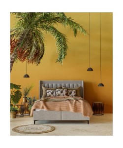 LEAF COFFEE TABLE SET 2ΤΕΜ ΜΑΥΡΟ ΦΥΣΙΚΟ D40-33,5xH45-40cm
