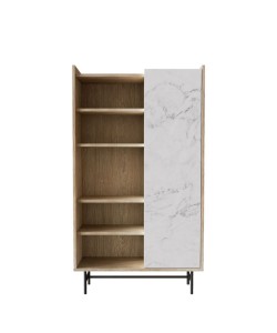 STOCKHOLM ΒΙΒΛΙΟΘΗΚΗ SONOMA DECAPE ΛΕΥΚΟ ΜΕ ΟΨΗ ΜΑΡΜΑΡΟΥ 90x39,5xH160cm