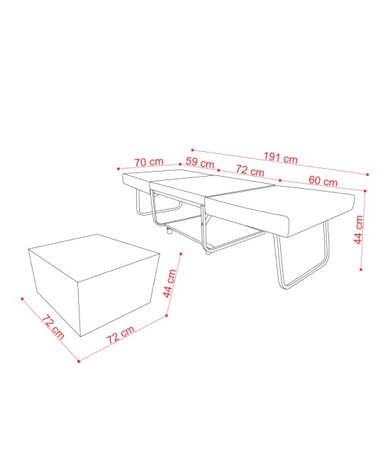 FOLD ΠΟΥΦ ΚΡΕΒΑΤΙ ΑΝΑΔΙΠΛΟΜΕΝΟ ΓΚΡΙ 07-651 70x72xH43cm