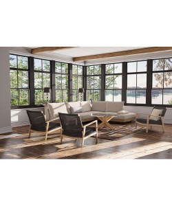 GLASS COFFEE TABLE ΔΙΑΦΑΝΟ OAK D80xH42cm