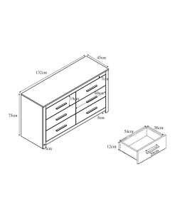 DODO ΚΟΜΟΤΑ DARK OAK 132x45xH75cm DODO ΚΟΜΟΤΑ DARK OAK 132x45xH75cm