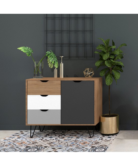 ARTIC ΚΟΜΟΤΑ SONOMA ΓΚΡΙ ΛΕΥΚΟ 94,5x40xH79,9cm