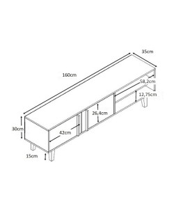 ALBERO TV STAND SONOMA DECAPE ΜΑΥΡΟ ΜΕ PATTERN 160x35xH45cm