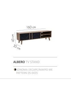 ALBERO TV STAND SONOMA DECAPE ΜΑΥΡΟ ΜΕ PATTERN 160x35xH45cm