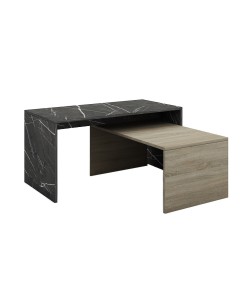 PETRA DUO COFFEE TABLE ΠΕΤΡΑ SONOMA ΣΚΟΥΡΟ 90/80x45xH45/34cm