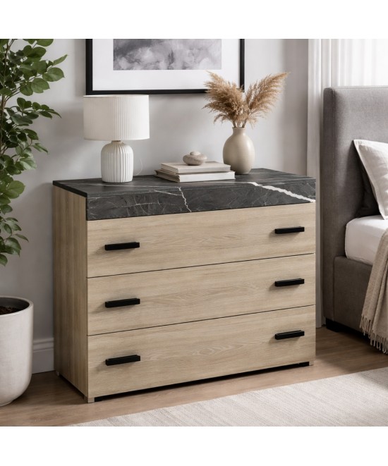 METROPOLIS ΚΟΜΟΤΑ 3ΣΥΡΤΑΡΙΑ SONOMA ΣΚΟΥΡΟ ΠΕΤΡΑ 105x45xH78cm