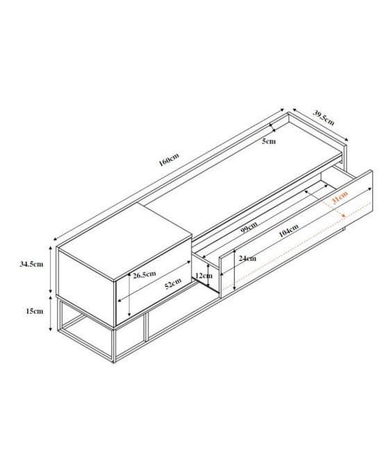 HILTON TV STAND SONOMA DECAPE 160x39,5xH45cm