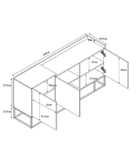 HILTON ΜΠΟΥΦΕΣ SONOMA DECAPE 160x39,5xH80cm HILTON ΜΠΟΥΦΕΣ SONOMA DECAPE 160x39,5xH80cm