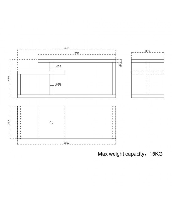 KIVOS TV STAND SONOMA 120x39,5xH47cm