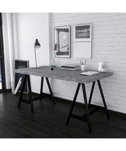 CAVALLETTO ΓΡΑΦΕΙΟ CEMENT ΜΑΥΡΟ 140x75xH74cm