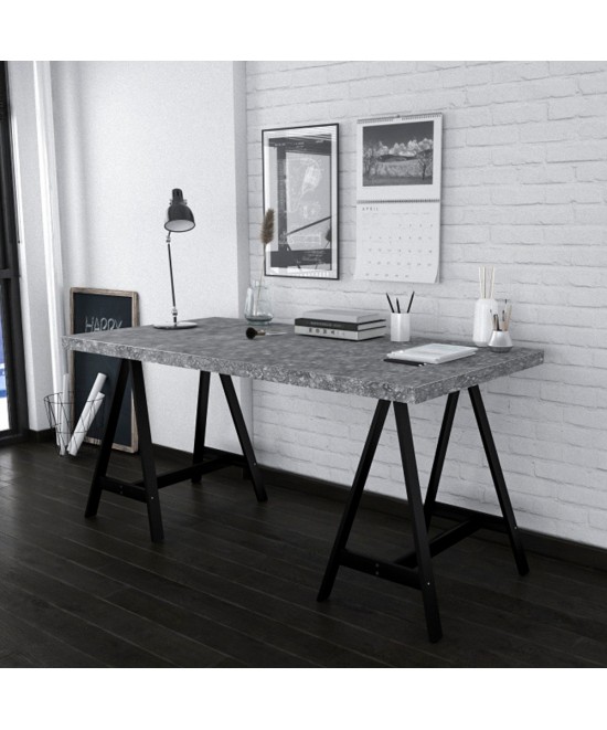 CAVALLETTO ΓΡΑΦΕΙΟ CEMENT ΜΑΥΡΟ 140x75xH74cm CAVALLETTO ΓΡΑΦΕΙΟ CEMENT ΜΑΥΡΟ 140x75xH74cm
