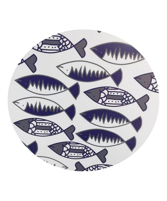 FISHY COFFEE TABLE ΠΟΛΥΧΡΩΜΟ ΜΕ PATTERN ΛΕΥΚΟ D75xH37,5cm