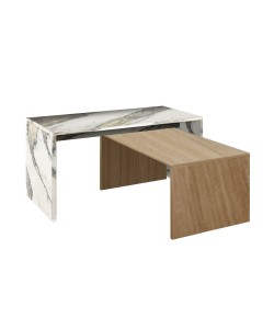 TUNUSIA COFFEE TABLE ARTISAN OAK TUNUSIA ΜΑΡΜΑΡΟ 90/80x45xH45/34cm