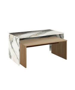 TUNUSIA COFFEE TABLE ARTISAN OAK TUNUSIA ΜΑΡΜΑΡΟ 90/80x45xH45/34cm
