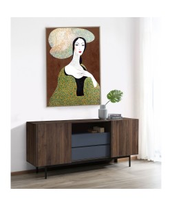 GROOVES ΜΠΟΥΦΕΣ 2ΠΟΡΤΕΣ 2ΣΥΡΤΑΡΙΑ WOTAN OAK ΓΚΡΙ 180x41,5xH80cm