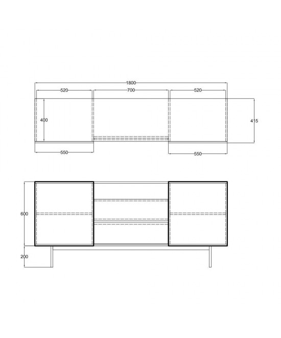 GROOVES ΜΠΟΥΦΕΣ 2ΠΟΡΤΕΣ 2ΣΥΡΤΑΡΙΑ WOTAN OAK ΓΚΡΙ 180x41,5xH80cm GROOVES ΜΠΟΥΦΕΣ 2ΠΟΡΤΕΣ 2ΣΥΡΤΑΡΙΑ WOTAN OAK ΓΚΡΙ 180x41,5xH80cm