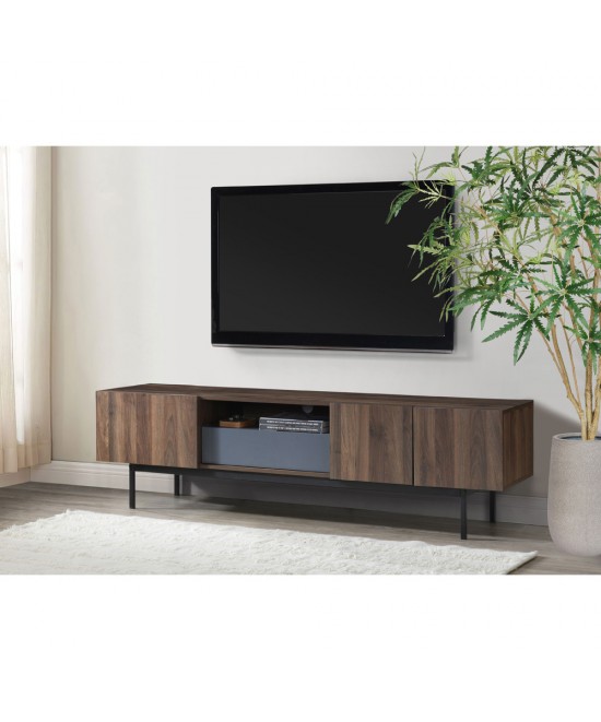 GROOVES TV STAND 2ΠΟΡΤΕΣ 2ΣΥΡΤΑΡΙΑ WOTAN OAK ΓΚΡΙ 180x41,5xH50cm