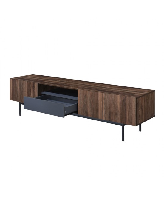 GROOVES TV STAND 2ΠΟΡΤΕΣ 2ΣΥΡΤΑΡΙΑ WOTAN OAK ΓΚΡΙ 180x41,5xH50cm