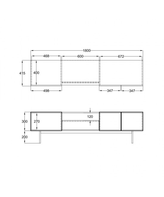 GROOVES TV STAND 2ΠΟΡΤΕΣ 2ΣΥΡΤΑΡΙΑ WOTAN OAK ΓΚΡΙ 180x41,5xH50cm