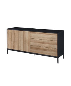 BLACKBIRD ΜΠΟΥΦΕΣ 2ΠΟΡΤΕΣ 3ΣΥΡΤΑΡΙΑ RIVIERA OAK ΜΑΥΡΟ 150x45,5xH75,5cm