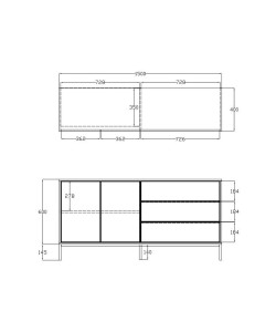 BLACKBIRD ΜΠΟΥΦΕΣ 2ΠΟΡΤΕΣ 3ΣΥΡΤΑΡΙΑ RIVIERA OAK ΜΑΥΡΟ 150x45,5xH75,5cm