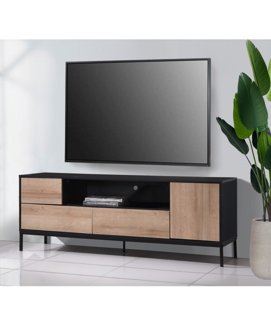 BLACKBIRD TV STAND RIVIERA OAK ΜΑΥΡΟ 160x40,5xH58cm