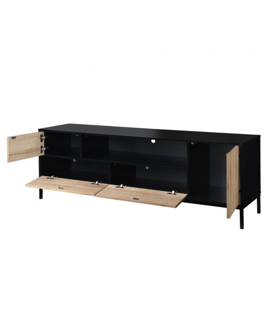 BLACKBIRD TV STAND RIVIERA OAK ΜΑΥΡΟ 160x40,5xH58cm