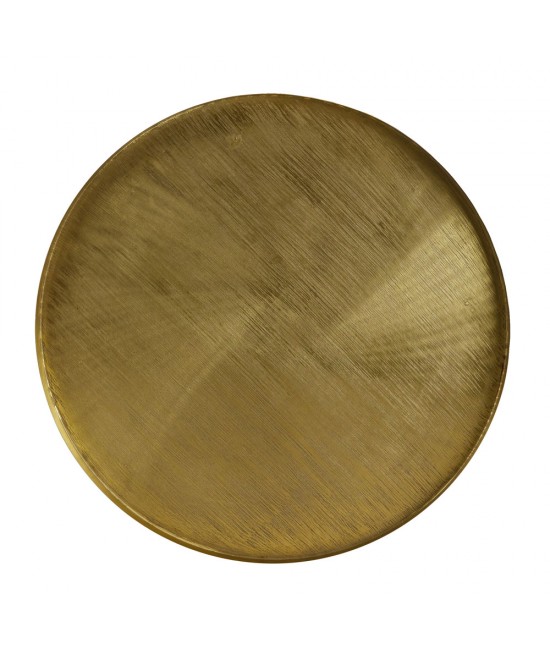 TOTALE COFFEE TABLE SET 2ΤΕΜ BRASS ANTIQUE ΜΑΥΡΟ D76/61xH43,5/39cm