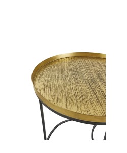 TOTALE SIDE TABLE SET 2ΤΕΜ BRASS ANTIQUE ΜΑΥΡΟ D49/41xH56/49cm