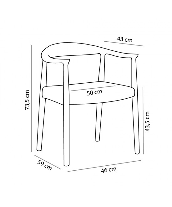 RATTAN ΚΑΡΕΚΛΑ ΦΥΣΙΚΟ 46x59xH73,5cm