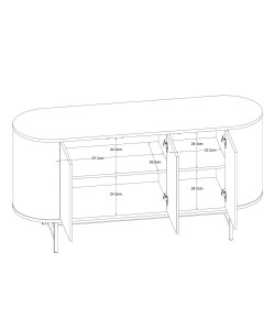 OVAL ΜΠΟΥΦΕΣ 3ΠΟΡΤΕΣ ΚΑΡΥΔΙ 150x45xH74cm OVAL ΜΠΟΥΦΕΣ 3ΠΟΡΤΕΣ ΚΑΡΥΔΙ 150x45xH74cm