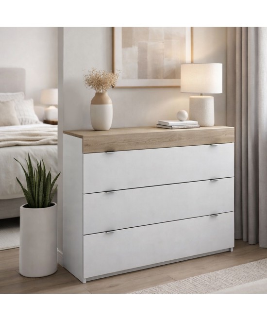 MY BOX ΚΟΜΟΤΑ 3ΣΥΡΤΑΡΙΑ SONOMA ΣΚΟΥΡΟ ΛΕΥΚΟ HIGH GLOSS 105x45xH78cm