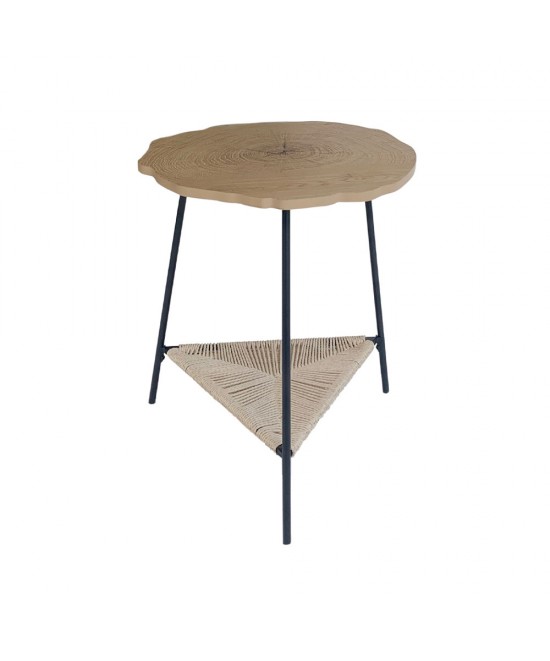 TREE SIDE TABLE ΦΥΣΙΚΟ ΜΑΥΡΟ 46x46xH52cm