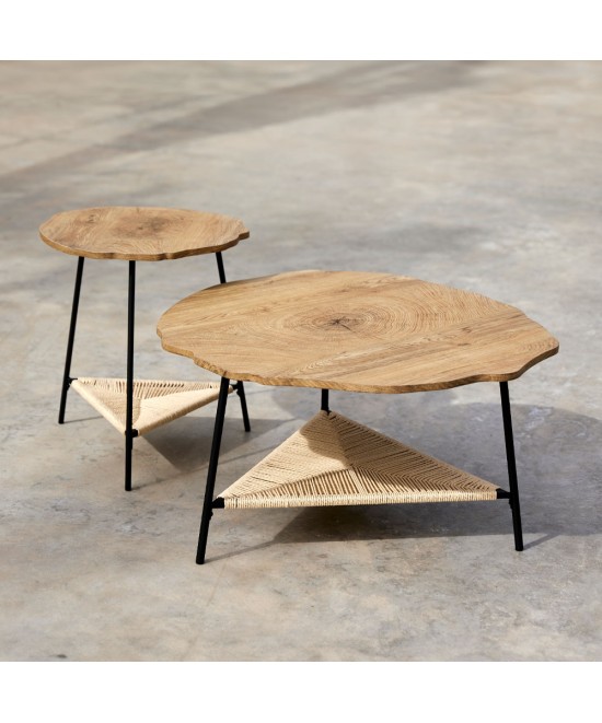 TREE SIDE TABLE ΦΥΣΙΚΟ ΜΑΥΡΟ 46x46xH52cm