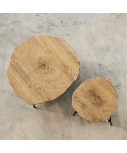 TREE COFFEE TABLE ΦΥΣΙΚΟ ΜΑΥΡΟ 80x80xH42cm