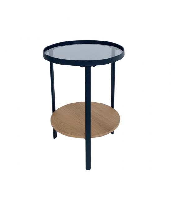 ACCORDO SIDE TABLE ΦΙΜΕ ΦΥΣΙΚΟ ΜΑΥΡΟ D40xH60cm