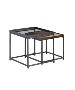 HARMONICA SIDE TABLE SET 2ΤΕΜ ΦΥΣΙΚΟ ΦΙΜΕ ΜΑΥΡΟ 50-45x50-45xH49-41cm