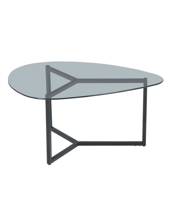 ROCKS COFFEE TABLE SET 2ΤΕΜ ΔΙΑΦΑΝΟ FUME ΜΑΥΡΟ 82/82x59/59xH40/36,5cm