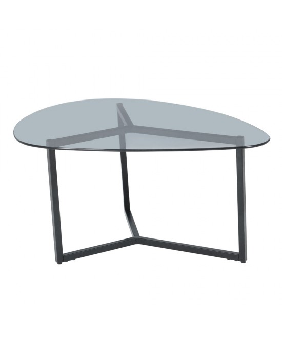 ROCKS COFFEE TABLE SET 2ΤΕΜ ΔΙΑΦΑΝΟ FUME ΜΑΥΡΟ 82/82x59/59xH40/36,5cm