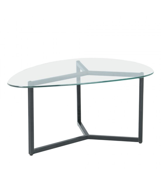 ROCKS COFFEE TABLE SET 2ΤΕΜ ΔΙΑΦΑΝΟ FUME ΜΑΥΡΟ 82/82x59/59xH40/36,5cm