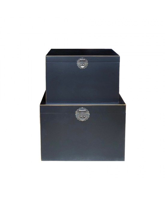 JAPANESE ΜΠΑΟΥΛΑ SET 2ΤΕΜ ΜΑΥΡΟ ΧΡΥΣΟ 60-52x40-32xH42-34cm